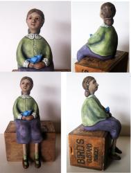 Bluebird of Happiness - art doll sculpture